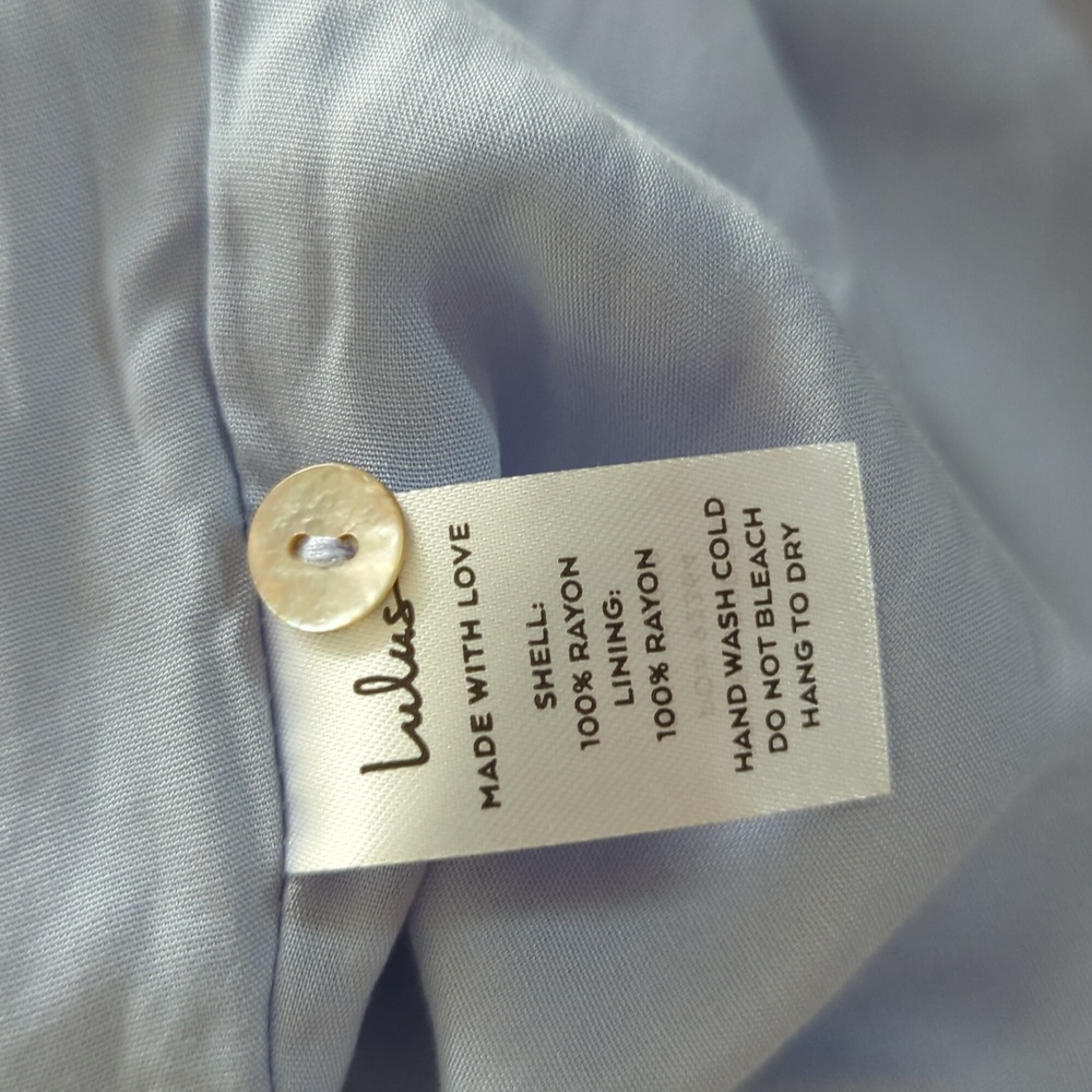 Lulus Halter V Neck Button Front Midi Dress Blue S bohemian summer casual - Picture 7 of 10